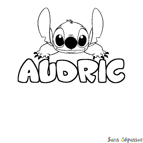 Coloriage prénom AUDRIC - d&eacute;cor Stitch