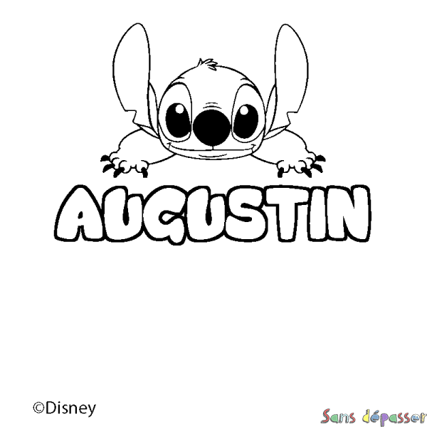 Coloriage pr&eacute;nom AUGUSTIN - d&eacute;cor Stitch