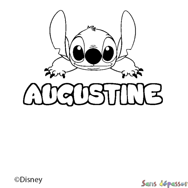 Coloriage pr&eacute;nom AUGUSTINE - d&eacute;cor Stitch