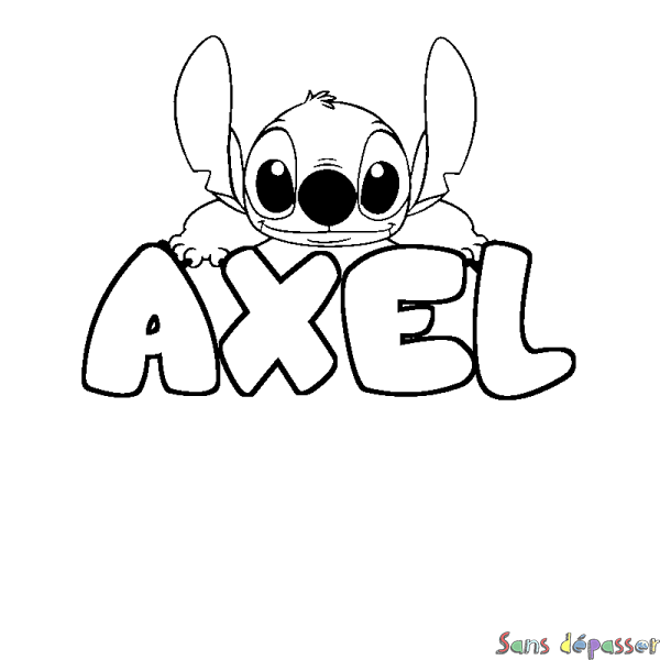 Coloriage prénom AXEL - d&eacute;cor Stitch
