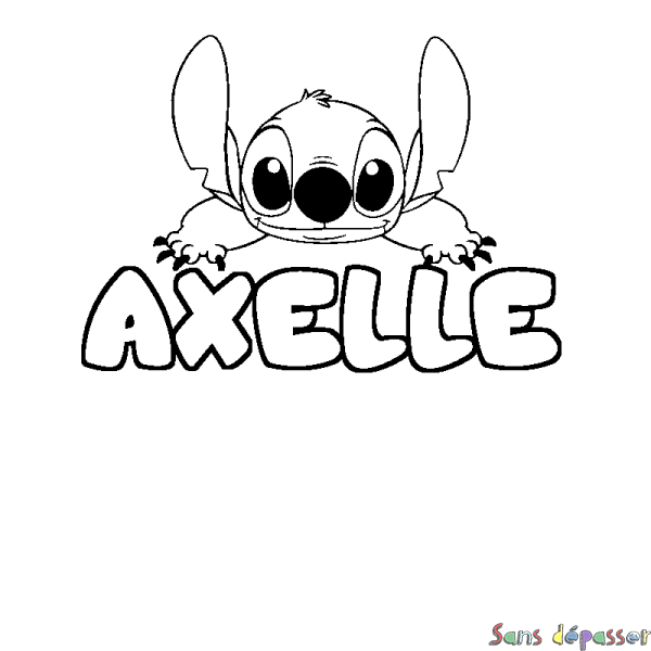 Coloriage prénom AXELLE - d&eacute;cor Stitch