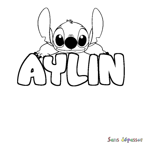 Coloriage prénom AYLIN - d&eacute;cor Stitch