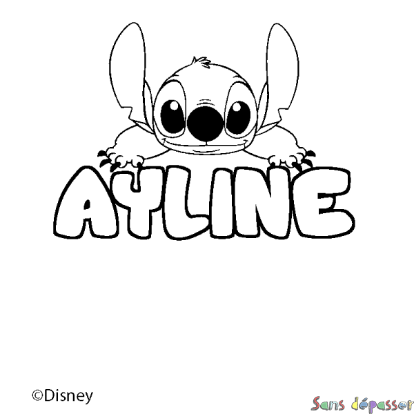 Coloriage pr&eacute;nom AYLINE - d&eacute;cor Stitch