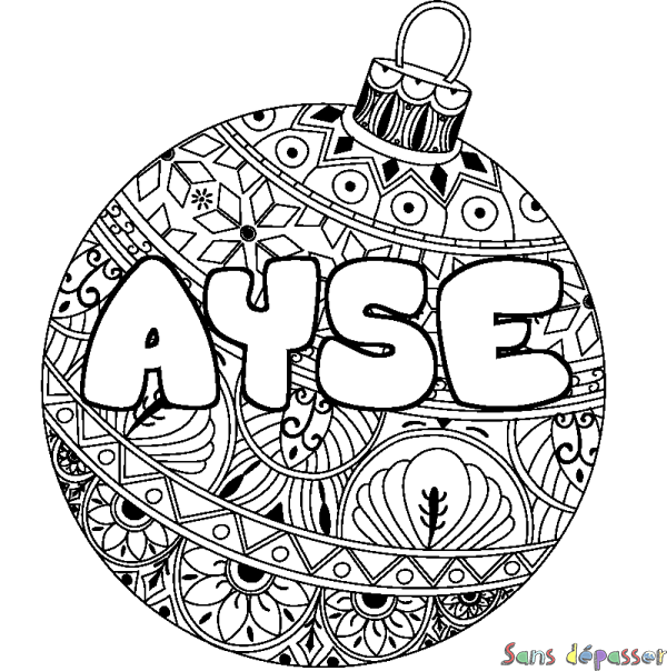 Coloriage prénom AYSE - d&eacute;cor Boule de No&euml;l