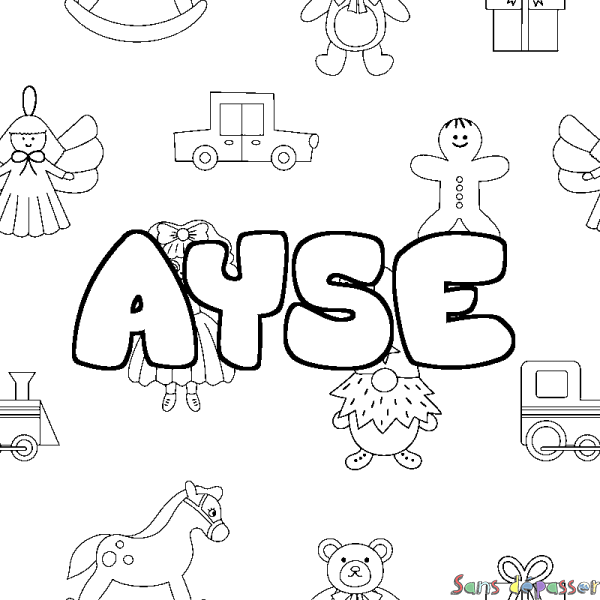 Coloriage prénom AYSE - d&eacute;cor Jouets