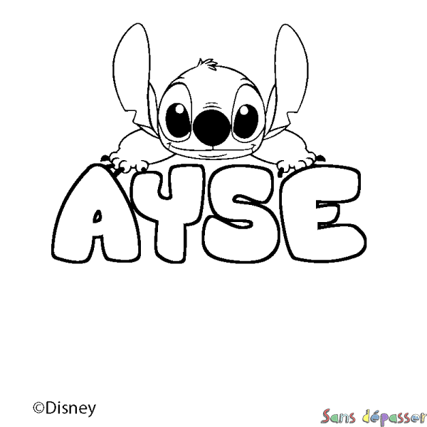 Coloriage pr&eacute;nom AYSE - d&eacute;cor Stitch