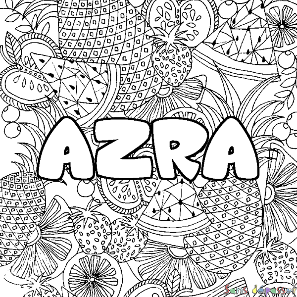 Coloriage prénom AZRA - d&eacute;cor Mandala fruits
