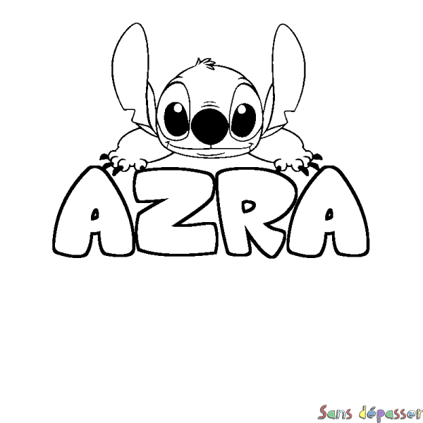 Coloriage prénom AZRA - d&eacute;cor Stitch