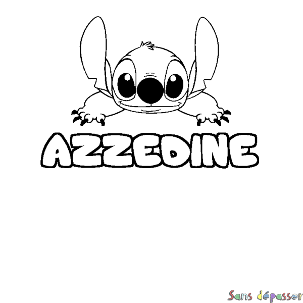 Coloriage prénom AZZEDINE - d&eacute;cor Stitch
