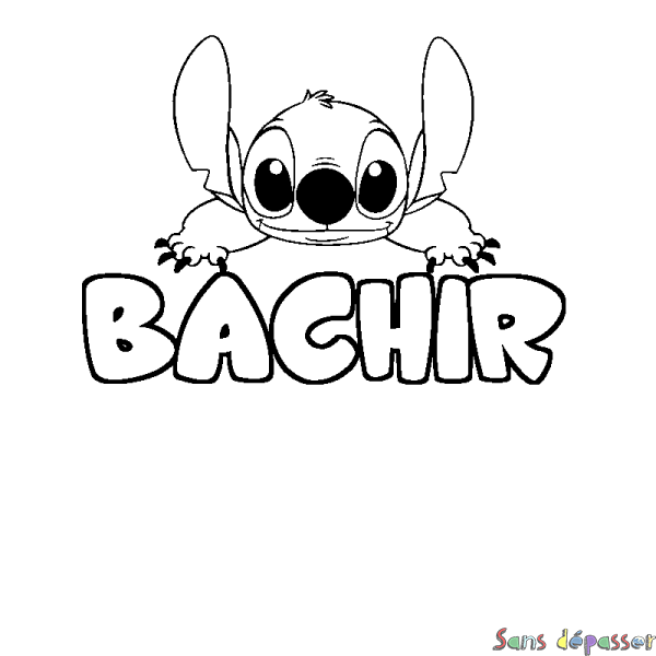 Coloriage prénom BACHIR - d&eacute;cor Stitch