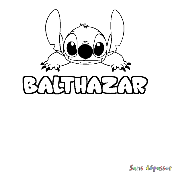 Coloriage prénom BALTHAZAR - d&eacute;cor Stitch
