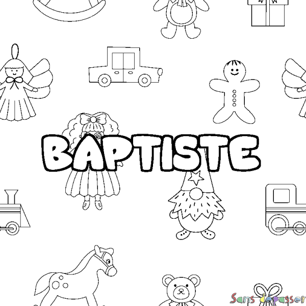 Coloriage prénom BAPTISTE - d&eacute;cor Jouets