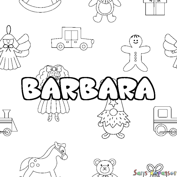 Coloriage prénom BARBARA - d&eacute;cor Jouets