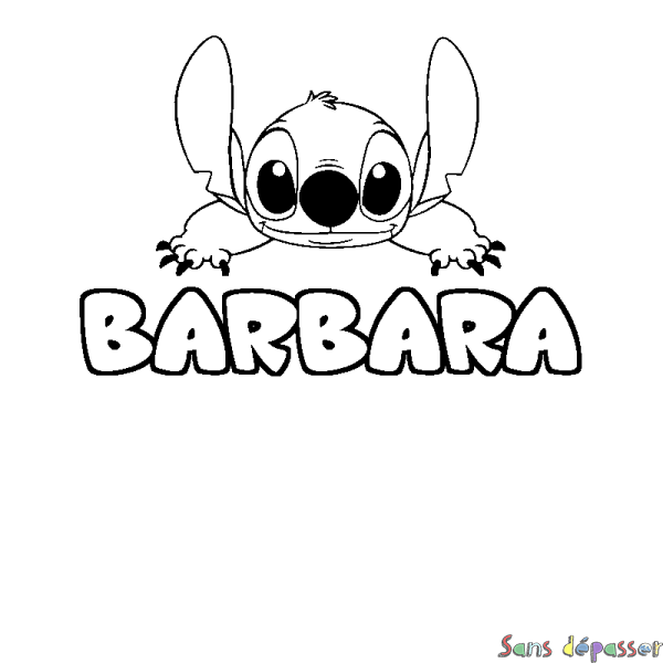 Coloriage prénom BARBARA - d&eacute;cor Stitch