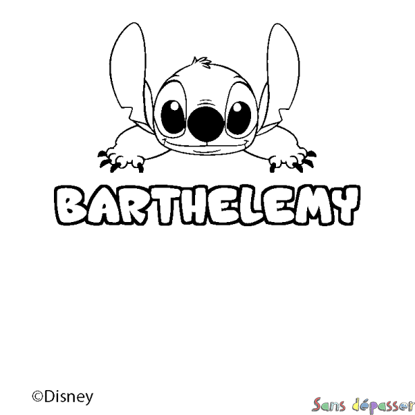 Coloriage pr&eacute;nom BARTHELEMY - d&eacute;cor Stitch