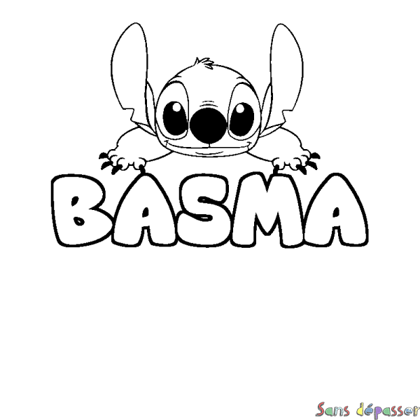 Coloriage prénom BASMA - d&eacute;cor Stitch