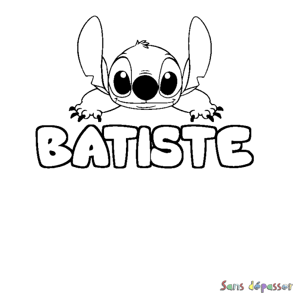 Coloriage prénom BATISTE - d&eacute;cor Stitch