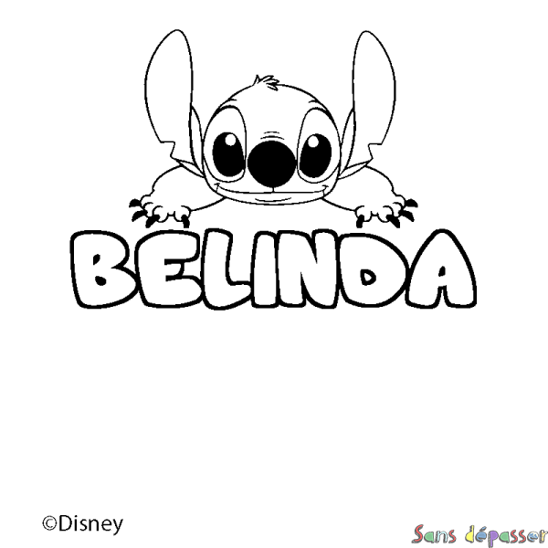 Coloriage pr&eacute;nom BELINDA - d&eacute;cor Stitch