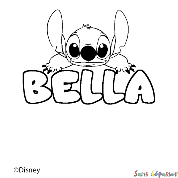 Coloriage pr&eacute;nom BELLA - d&eacute;cor Stitch