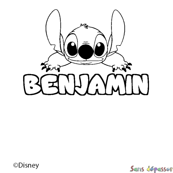 Coloriage pr&eacute;nom BENJAMIN - d&eacute;cor Stitch