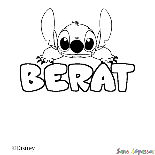 Coloriage pr&eacute;nom BERAT - d&eacute;cor Stitch