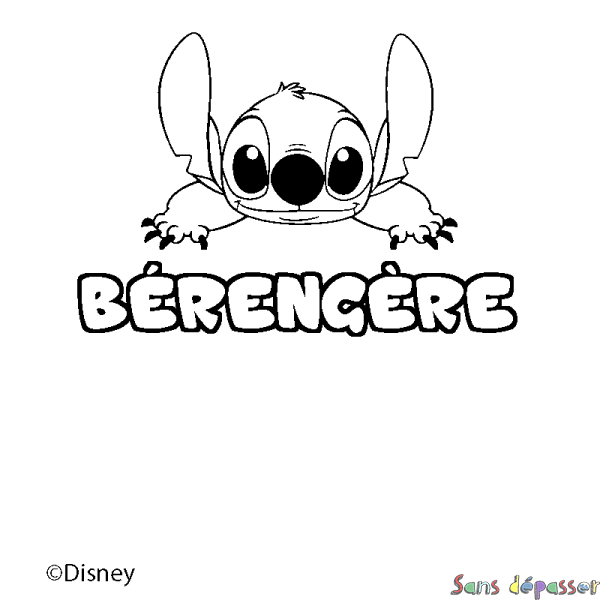 Coloriage pr&eacute;nom B&Eacute;RENG&Egrave;RE - d&eacute;cor Stitch
