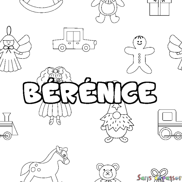 Coloriage pr&eacute;nom B&Eacute;R&Eacute;NICE - d&eacute;cor Jouets
