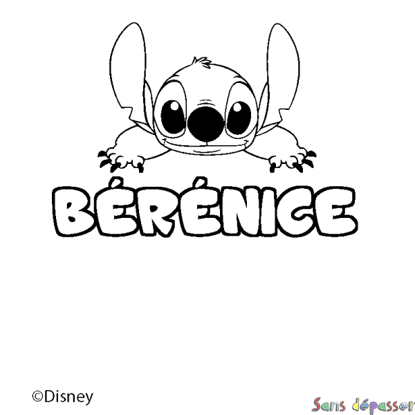 Coloriage pr&eacute;nom B&Eacute;R&Eacute;NICE - d&eacute;cor Stitch