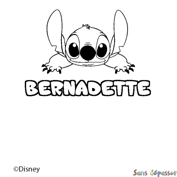 Coloriage pr&eacute;nom BERNADETTE - d&eacute;cor Stitch