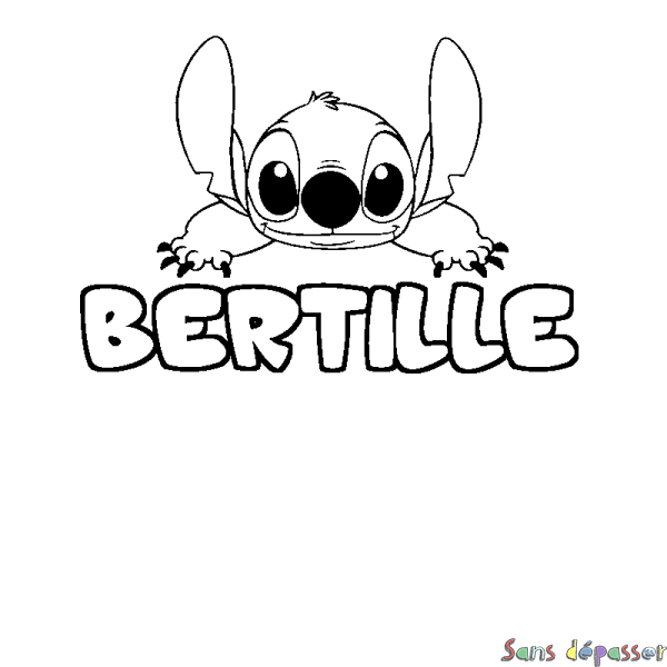 Coloriage prénom BERTILLE - d&eacute;cor Stitch