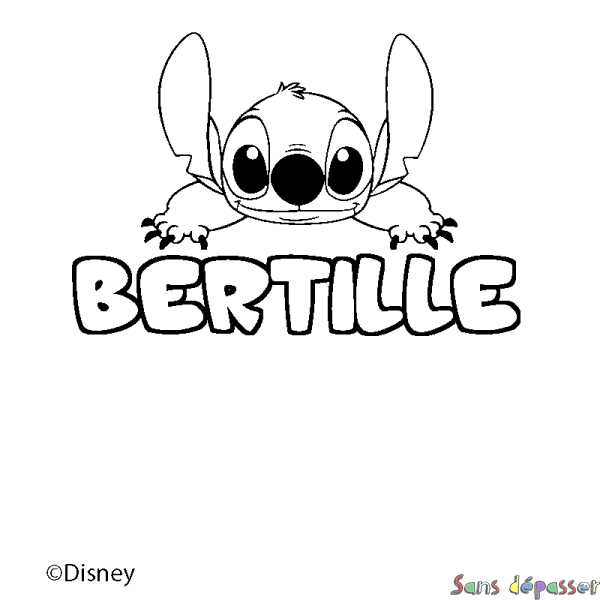 Coloriage pr&eacute;nom BERTILLE - d&eacute;cor Stitch