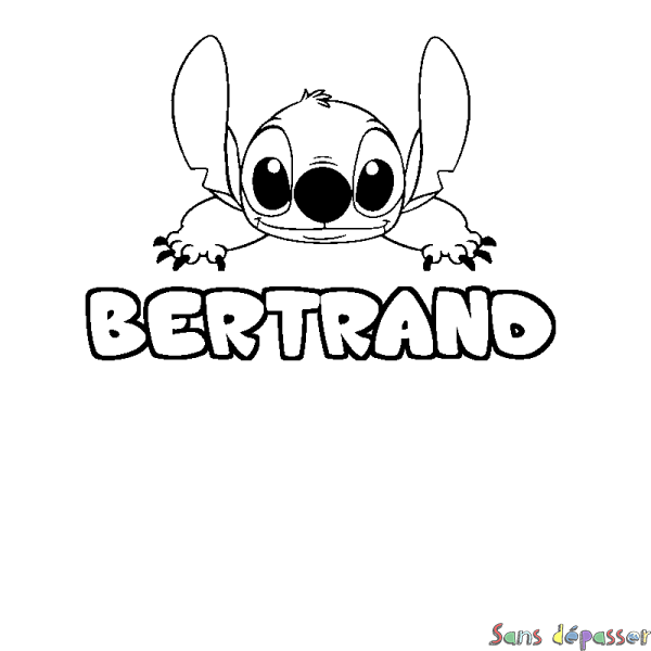 Coloriage prénom BERTRAND - d&eacute;cor Stitch