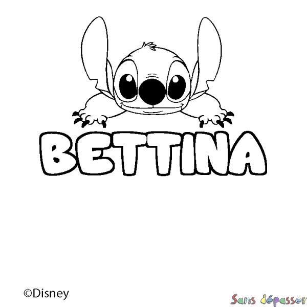 Coloriage pr&eacute;nom BETTINA - d&eacute;cor Stitch
