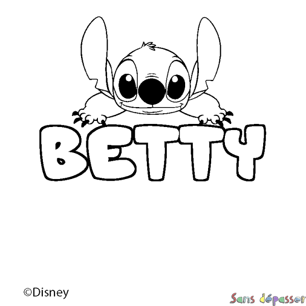 Coloriage pr&eacute;nom BETTY - d&eacute;cor Stitch