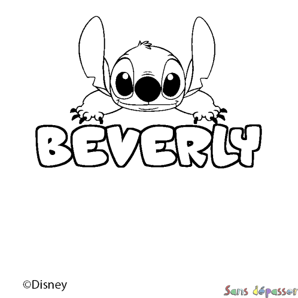 Coloriage pr&eacute;nom BEVERLY - d&eacute;cor Stitch
