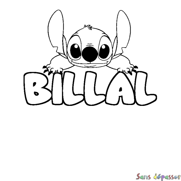 Coloriage prénom BILLAL - d&eacute;cor Stitch