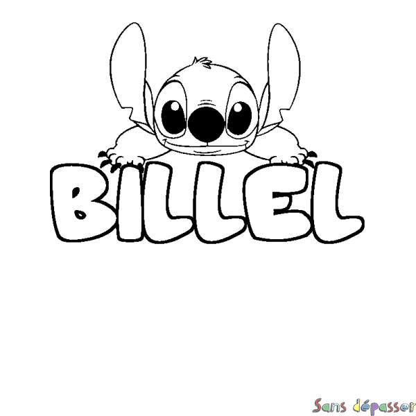 Coloriage prénom BILLEL - d&eacute;cor Stitch