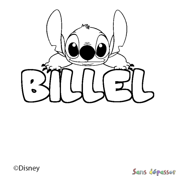 Coloriage pr&eacute;nom BILLEL - d&eacute;cor Stitch