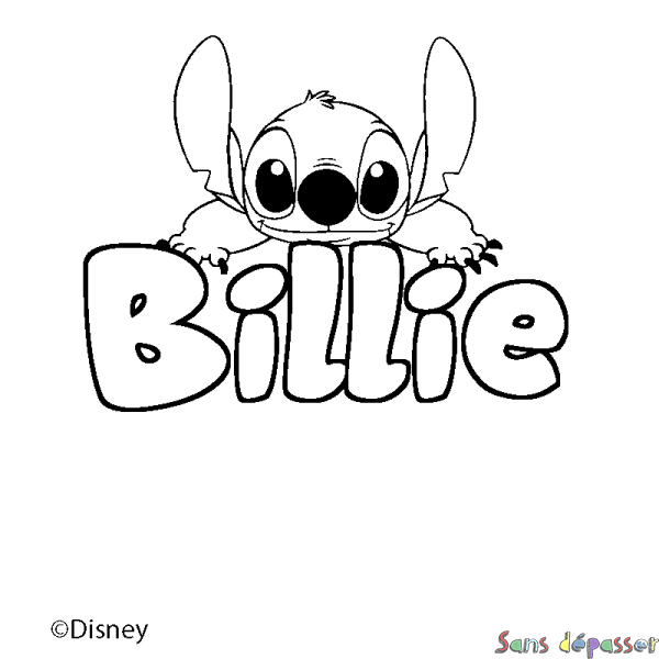 Coloriage pr&eacute;nom Billie - d&eacute;cor Stitch