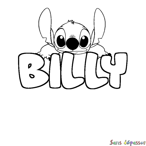 Coloriage prénom BILLY - d&eacute;cor Stitch