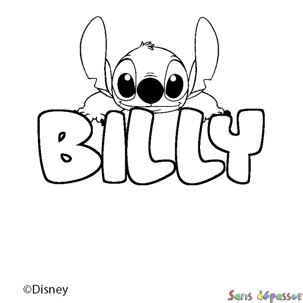 Coloriage pr&eacute;nom BILLY - d&eacute;cor Stitch