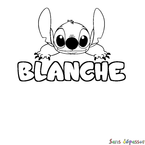 Coloriage prénom BLANCHE - d&eacute;cor Stitch