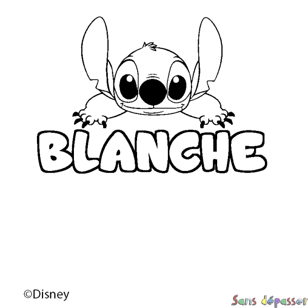 Coloriage pr&eacute;nom BLANCHE - d&eacute;cor Stitch