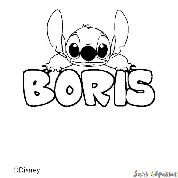 Coloriage pr&eacute;nom BORIS - d&eacute;cor Stitch