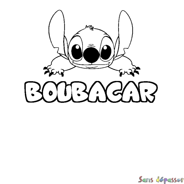Coloriage prénom BOUBACAR - d&eacute;cor Stitch