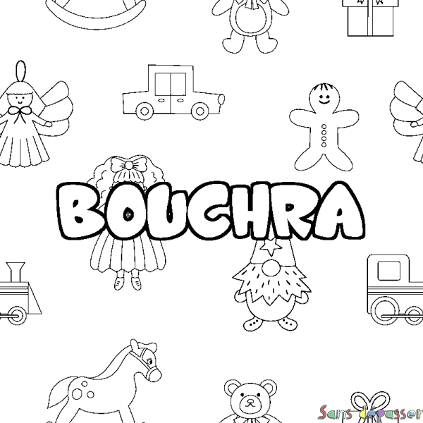 Coloriage prénom BOUCHRA - d&eacute;cor Jouets