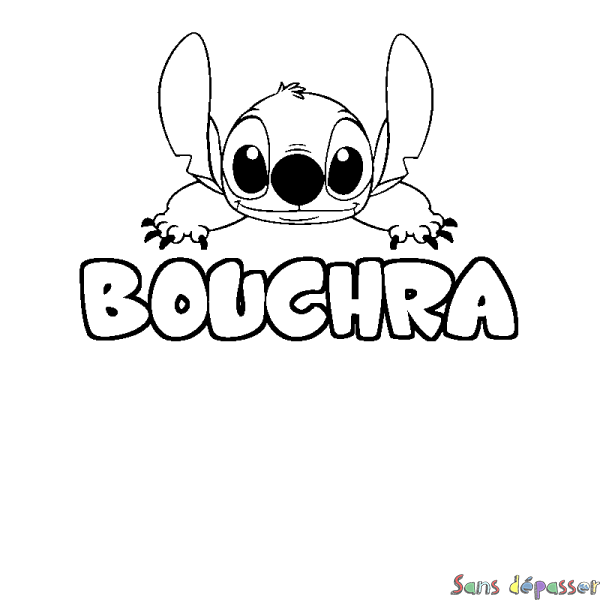 Coloriage prénom BOUCHRA - d&eacute;cor Stitch