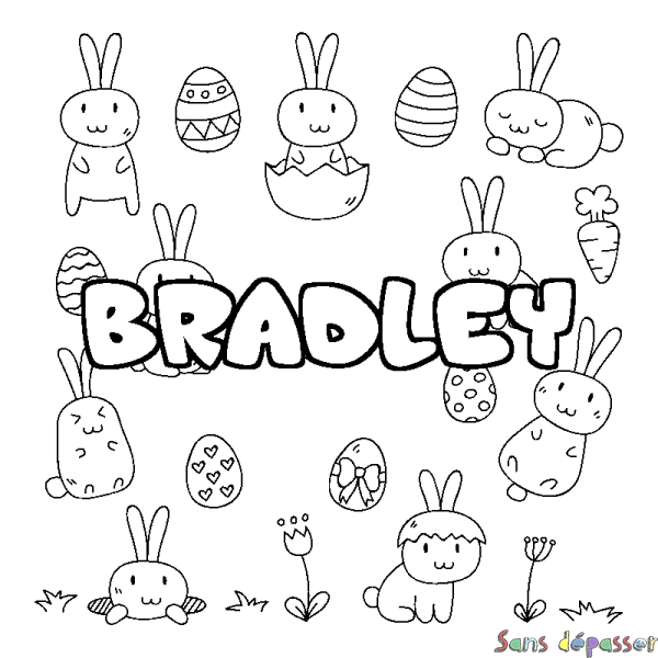 Coloriage pr&eacute;nom BRADLEY - d&eacute;cor Paques