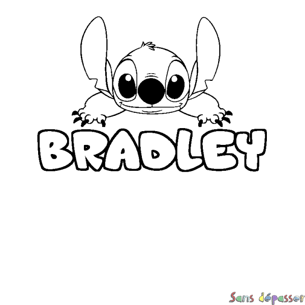 Coloriage prénom BRADLEY - d&eacute;cor Stitch
