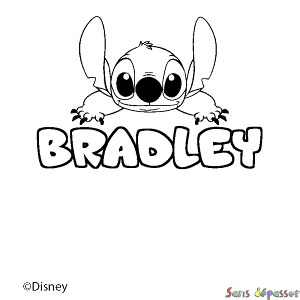 Coloriage pr&eacute;nom BRADLEY - d&eacute;cor Stitch